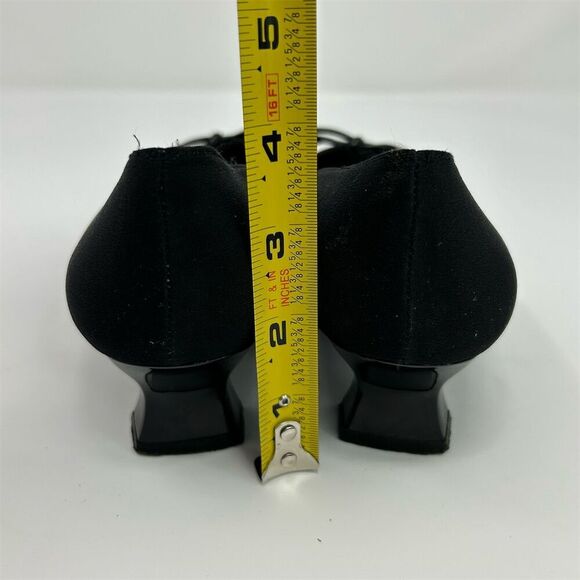 Stuart Weitzman Women's Black Kitten Heel Pumps Square Toe Bow Accent Size 8.5 B - Picture 8 of 12